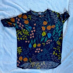 Lularoe Irma Tunic Top Grey with Floral Print M